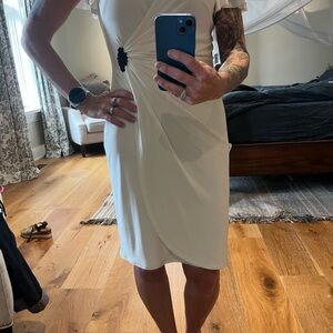 Elegant White Dress with Black Accent